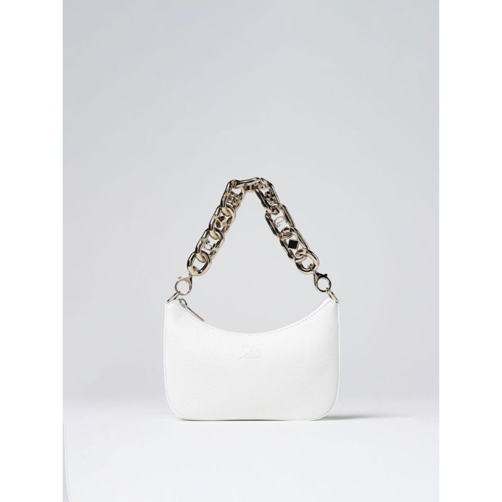 Christian Louboutin White Leather Shoulder Bag with Gold Chain Handle